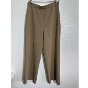 St John Collection Santana Knit Pants Tan Wide Leg  USA Size 10 Luxury